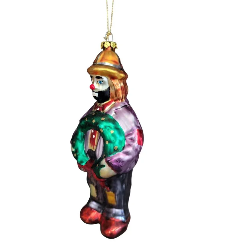 1997 EMMETT KELLY‎ JR. Christmas Ornament Clown Glass  #9698 Flambro Exclusive